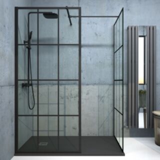 Aspect Black Trellis 1400mm Wetroom Panel