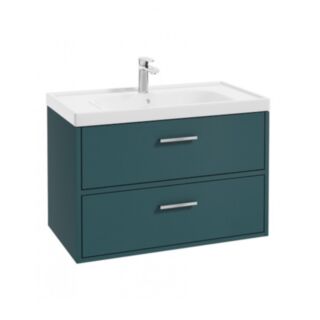 Finland 800mm Ocean Blue Matt Wall Hung Vanity Unit Brushed Chrome Handle