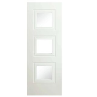 Doras Bergerac 3 Lite Clear Glass White Door All Sizes