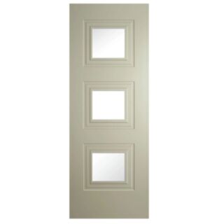 Doras Bergerac 3 Lite Clear Glass Silk Grey Door All Sizes