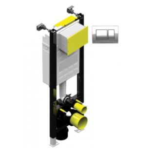 Fastfix High Frame For Wall Hung Toilet Chrome Rectangular Dual Flush