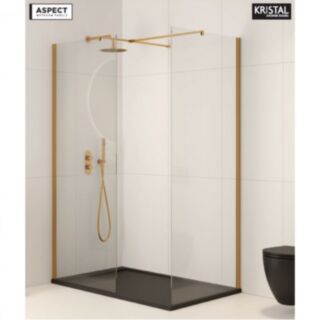Aspect 1400mm Wetroom Panel Brushed Gold