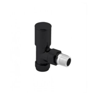 Round Angled Radiator Valves Black