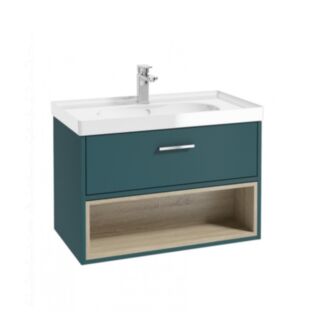 Malmo 800mm Open Shelf Unit Ocean Blue Chrome Handle Gloss Basin