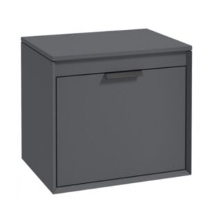 Fjord 600mm Unit With Counter Top Matt Midnight Grey Black Handle