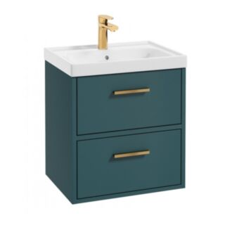 Finland 500mm Vanity Unit Matt Ocean Blue Matt Brushed Gold Handle
