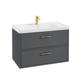 Finland 800mm Vanity Unit Matt Midnight Grey Brushed Gold Handles
