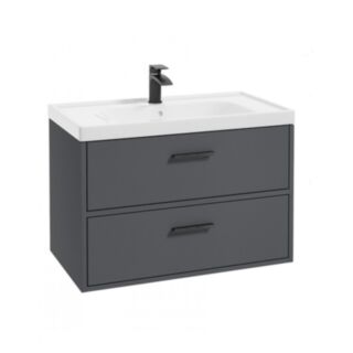 Finland 800mm Vanity Unit Matt Midnight Grey Matt Black Handles