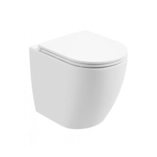Avanti Back To Wall Rimless Toilet & Seat Satin White