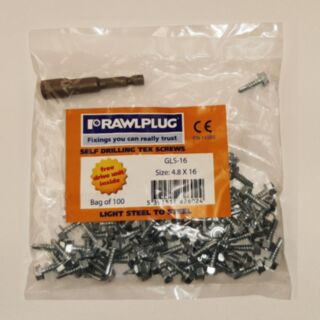 Rawlplug Self Drilling Tex Screw Light Steel To Steel 4.8mm x 16mm