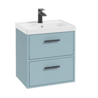 Finland 500mm Vanity Unit Matt Morning Sky Blue Matt Black Handles