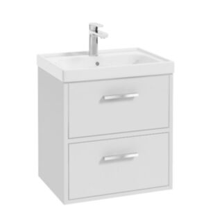 Finland 500mm Vanity Unit Matt White Chrome Handles