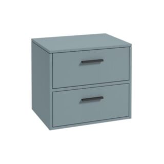 Finland 600mm Countertop Vanity Unit Matt Coral Green  Matt Black Handle
