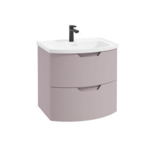 Arc 600mm 2 Drawer Wall Hung Vanity Unit Matt Cashmere Pink