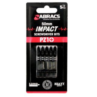 Abracs 50mm Impact Screwdriver Bits PZ1 5 PIece