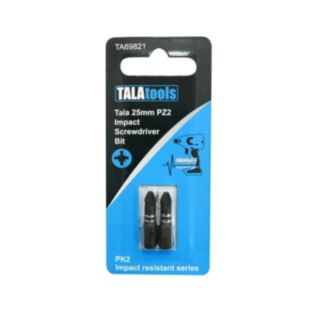 Tala Pozidriv Impact Screwdriver Bits PZ2 x 25mm (Pack 2)