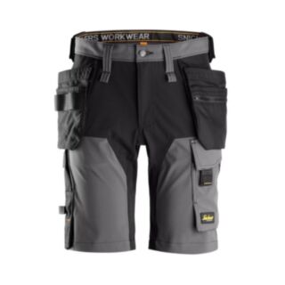 Snickers Workwear 6175 Stretch Shorts Holster Pockets Steel Grey/Black