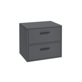 Finland 600mm Countertop Vanity Unit Matt Midnight Grey  Matt Black Handle