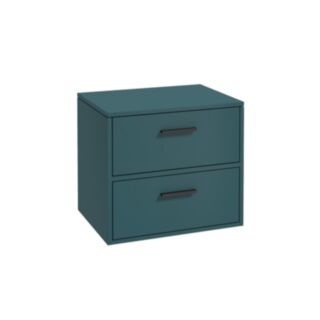 Finland 600mm Countertop Vanity Unit Matt Ocean Blue  Matt Black Handle