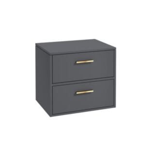 Finland 600mm Countertop Vanity Unit Matt Midnight Grey Brushed Gold Handle