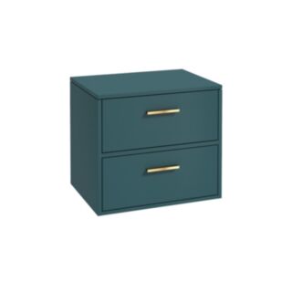 Finland 600mm Countertop Vanity Unit Matt Ocean Blue  Brushed Gold Handle