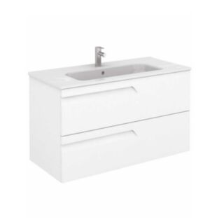 Brava Wall Hung 1000mm 2 Drawer Vanity Unit Gloss White