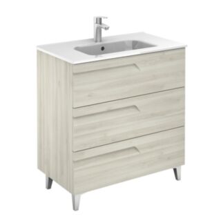 Brava Floorstanding 800mm 3 Drawer Vanity Unit Nature White