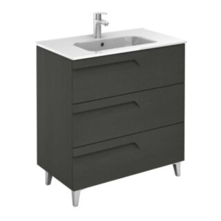 Brava Floorstanding 800mm 3 Drawer Vanity Unit Nature Grey