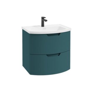 Arc 600mm 2 Drawer Wall Hung Vanity Unit Matt Ocean Blue