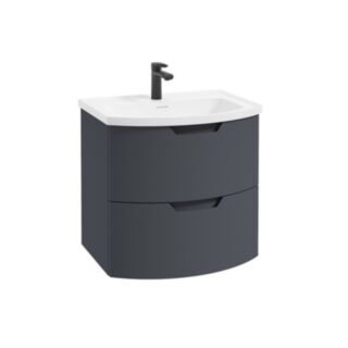 Arc 600mm 2 Drawer Wall Hung Vanity Unit Matt Night Sky Blue