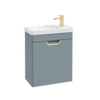 Freya 550mm 1 Door Wall Unit Coral Green Brushed Gold Handle