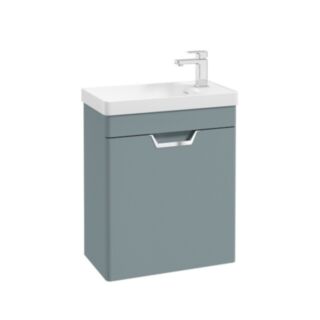 Freya 550mm 1 Door Wall Unit Coral Green Brushed Chrome Handle