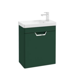 Freya 550mm 1 Door Wall Unit Wreath Green Brushed Chrome Handle