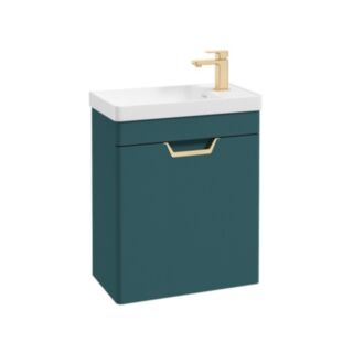 Freya 550mm 1 Door Wall Unit Ocen Blue Brushed Gold Handle