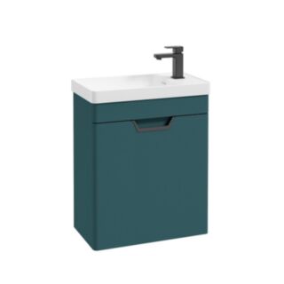 Freya 550mm 1 Door Wall Unit Ocen Blue Matt Black Handle