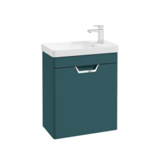 Freya 550mm 1 Door Wall Unit Ocen Blue Brushed Chrome Handle