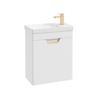 Freya 550mm 1 Door Wall Unit White Brushed Gold Handle