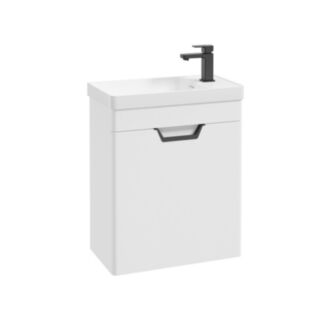 Freya 550mm 1 Door Wall Unit White Matt Black Handle