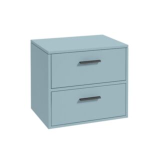 Finland 600mm Countertop Vanity Unit Matt Morning Sky Blue Matt Black Handle