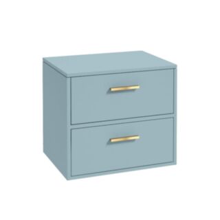 Finland 600mm Countertop Vanity Unit Matt Morning Sky Blue Brushed Gold Handle