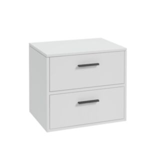 Finland 600mm Countertop Vanity Unit Matt White Matt Black Handle