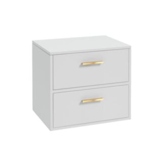 Finland 600mm Countertop Vanity Unit Matt White Brushed Gold Handle