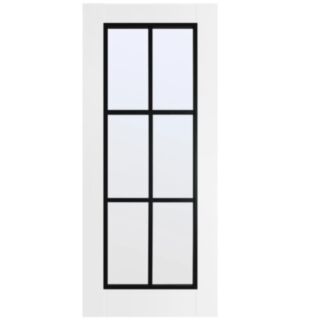 Doras Daiken 6 Lite Clear Glass Black on White Door All Sizes