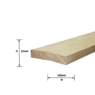 22mmx100mm (1X4) Whitewood Planed Timber 