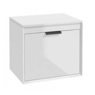 Fjord 600mm Unit With Counter Top Gloss White Black Handle