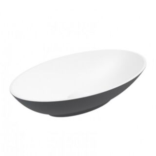 Skal Oval Wash Basin 600mm X 350mm White - Midnight Grey